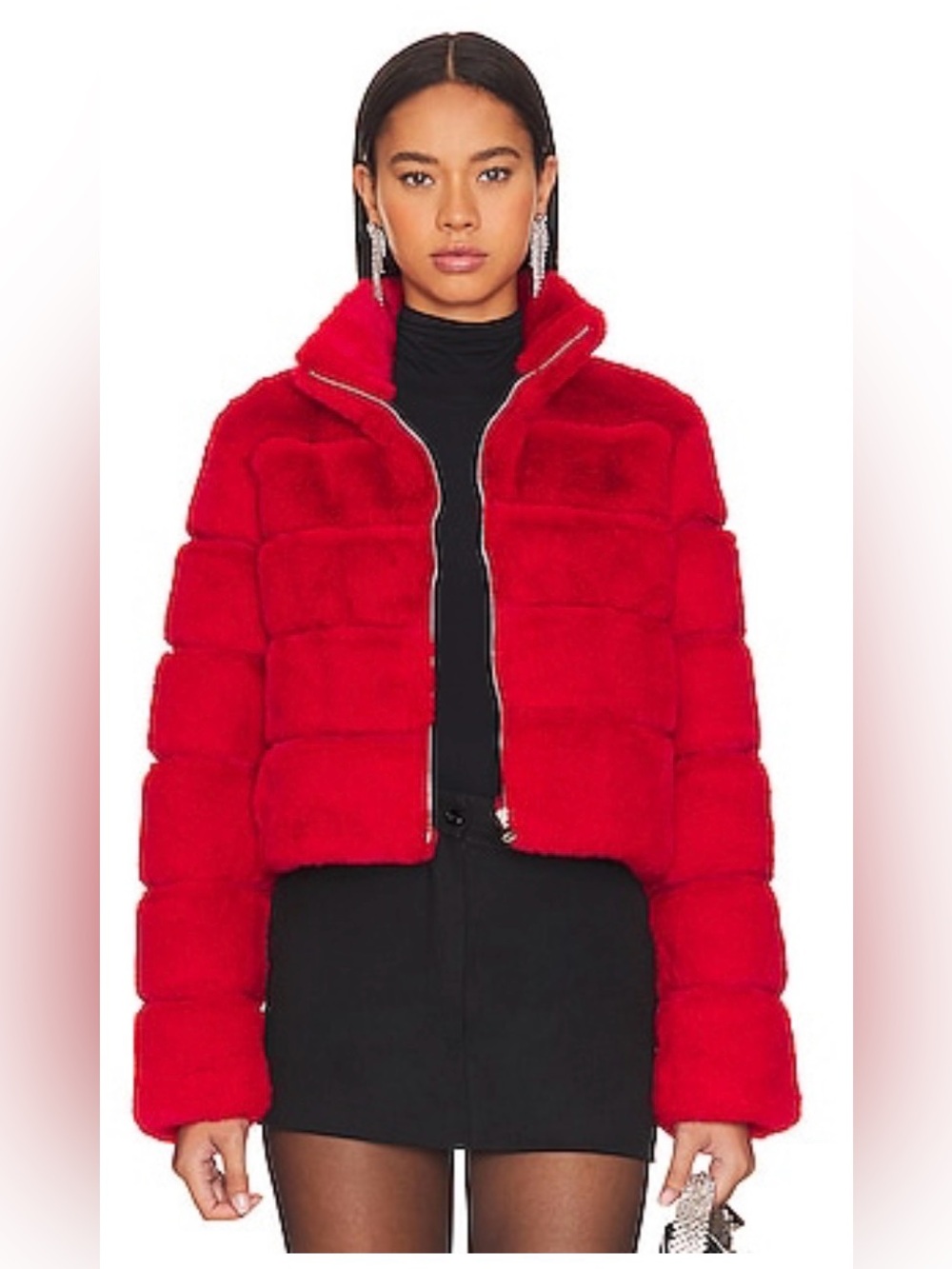 Generation Love Red Faux Fur Jacket XS EUC